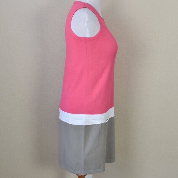 D. Exterior Color Block Stretch Knit Shift Dress - L - Picture 6 of 8